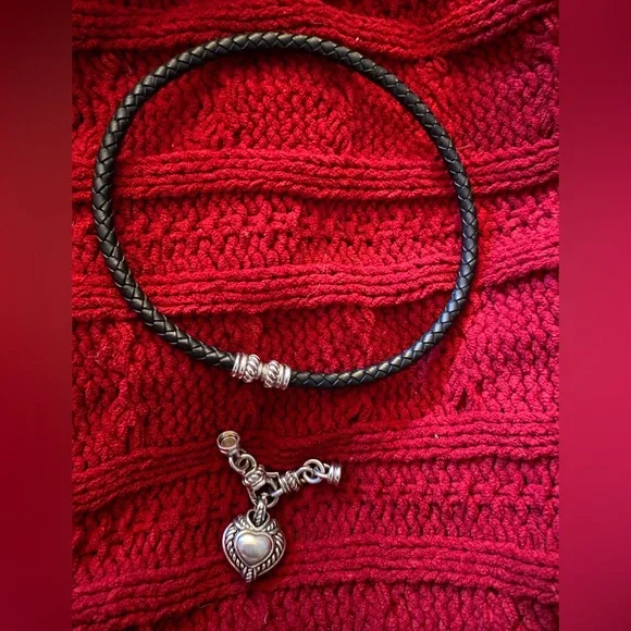 SALE🥂Judith Ripka sterling silver diamonique leather corded necklace/choker - Picture 5 of 10
